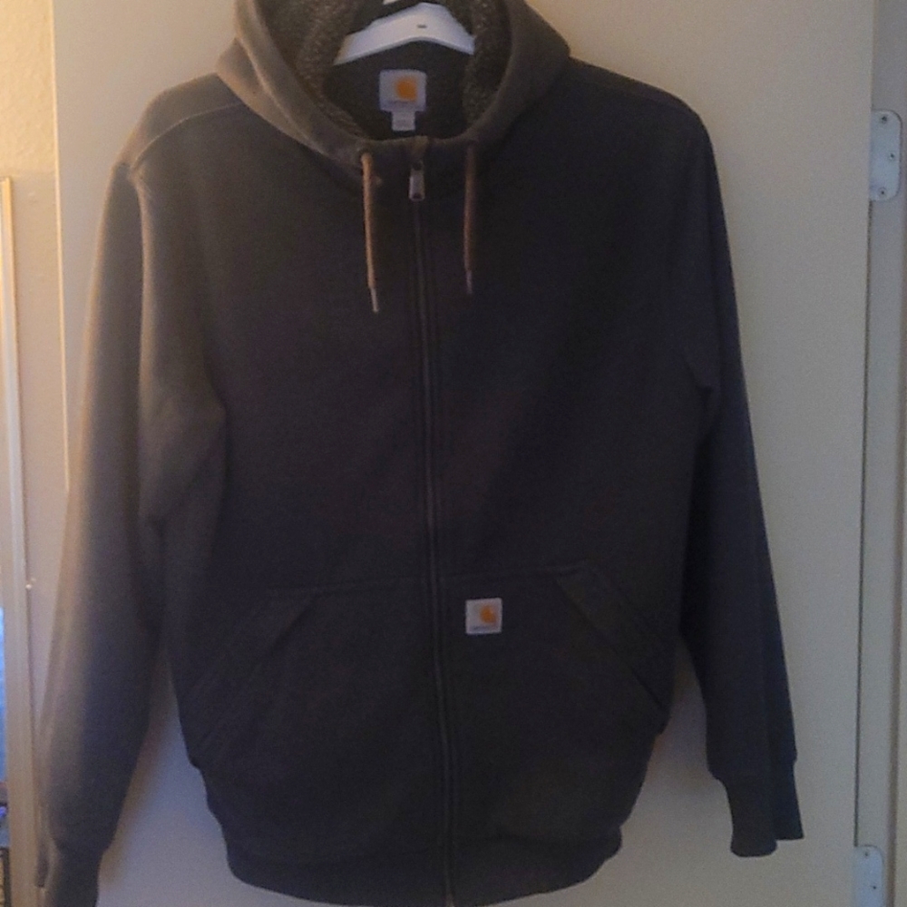 Carhartt rain-defender zip-up hoodie.